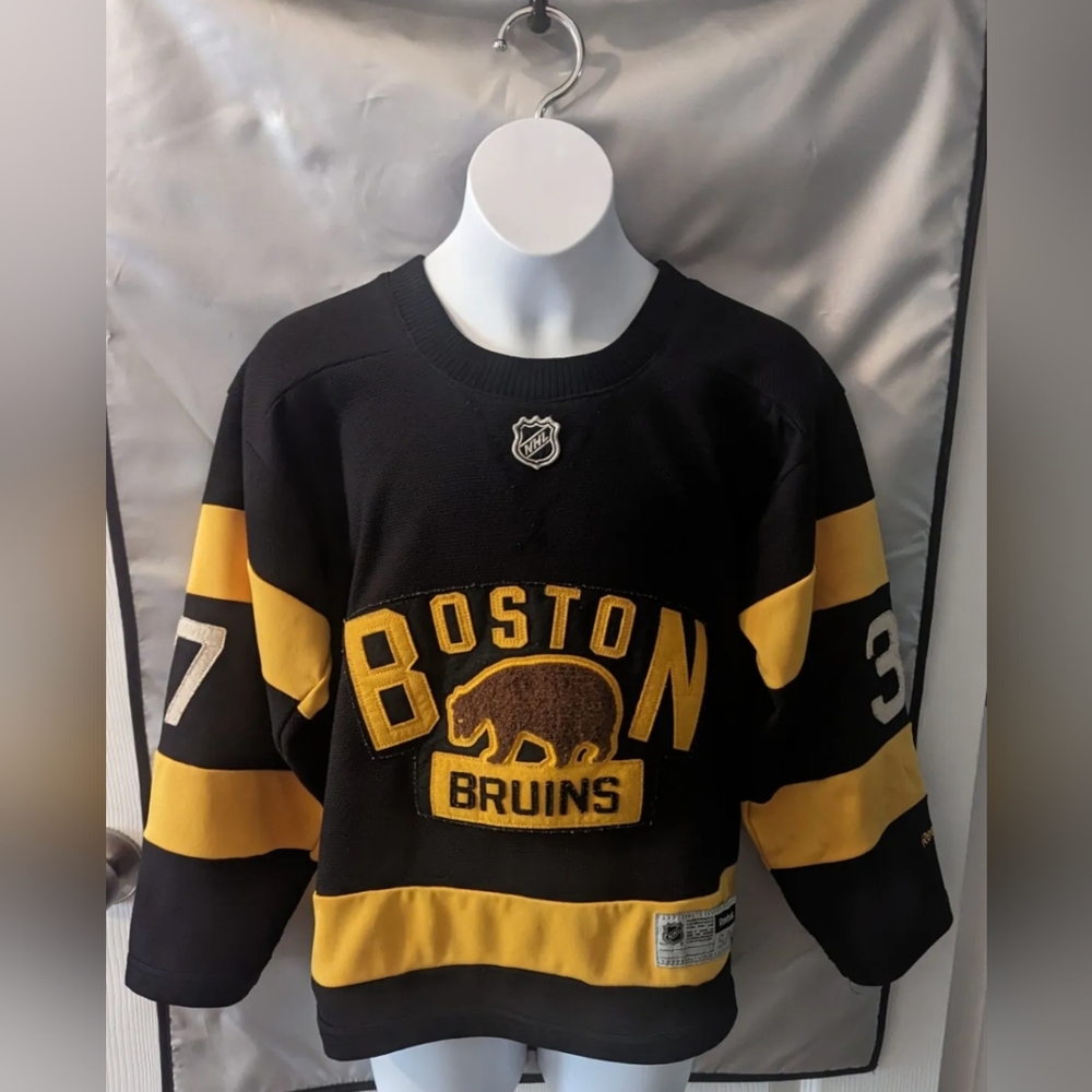 Vintage Reebok NHL Boston Bruins Patrice Bergeron #37 Jersey Youth Size S/M